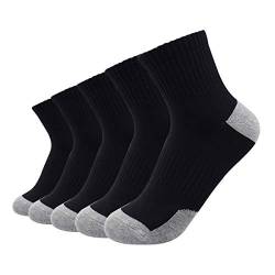 La Dearchuu Sportsocken für Herren Damen, Sneaker Socken Größe 35-40 Sport Söckchen Atmungsaktive Baumwollsocken Quarter Socken Ankle Laufsocken 5 Paar, Schwarz von La Dearchuu