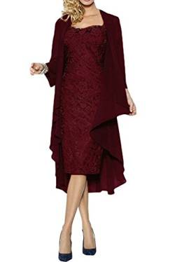 La_Marie Braut Damen Brautmutterkleider Abendkleider Festlichkleider Chiffon Langarm Bolero Promkleider Kurz -44 Burgundy von La_Marie Braut