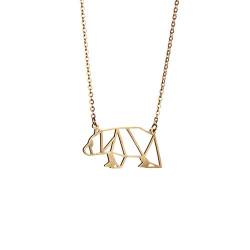 La Menagerie Bär Gold, Origami-Schmuck & vergoldete geometrische Kette - 18-karätig Goldkette & Bär-Halsketten für Frauen - Bär-Halskette für Mädchen & Origami-Halskette von La Menagerie