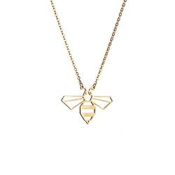 La Menagerie Biene Gold, Origami-Schmuck & vergoldete geometrische Kette - 18-karätig Goldkette & Biene-Halsketten für Frauen - Biene-Halskette für Mädchen & Origami-Halskette von La Menagerie