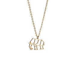 La Menagerie Elefant Gold, Origami-Schmuck & vergoldete geometrische Kette - 18-karätig Goldkette & Elefant-Halsketten für Frauen - Elefant-Halskette für Mädchen & Origami-Halskette von La Menagerie
