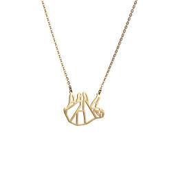 La Menagerie Faultier Gold, Origami-Schmuck & vergoldete geometrische Kette - 18-karätig Goldkette & Faultier-Halsketten für Frauen - Faultier-Halskette für Mädchen & Origami-Halskette von La Menagerie
