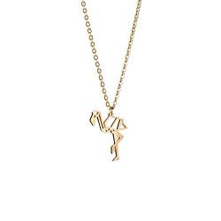 La Menagerie Flamingo Gold, Origami-Schmuck & vergoldete geometrische Kette - 18-karätig Goldkette & Flamingo-Halsketten für Frauen - Flamingo-Halskette für Mädchen & Origami-Halskette von La Menagerie