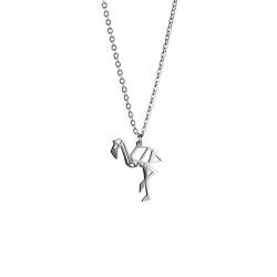 La Menagerie Flamingo Silber, Origami-Schmuck & versilberte geometrische Kette - 925 Sterling Silberkette & Flamingo-Halsketten für Frauen - Flamingo-Halskette für Mädchen & Origami-Halskette von La Menagerie