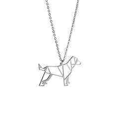 La Menagerie Hund Silber, Origami-Schmuck & versilberte geometrische Kette - 925 Sterling Silberkette & Hund-Halsketten für Frauen - Hund-Halskette für Mädchen & Origami-Halskette von La Menagerie