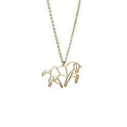 La Menagerie Pferd Gold, Origami-Schmuck & vergoldete geometrische Kette - 18-karätig Goldkette & Pferd-Halsketten für Frauen - Pferd-Halskette für Mädchen & Origami-Halskette von La Menagerie