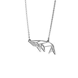 La Menagerie Wal Silber, Origami-Schmuck & versilberte geometrische Kette - 925 Sterling Silberkette & Wal-Halsketten für Frauen - Wal-Halskette für Mädchen & Origami-Halskette von La Menagerie