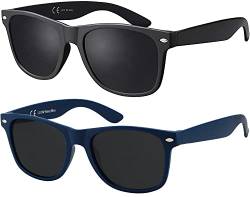 La Optica B.L.M. Herren Sonnenbrille UV400 Damen Unisex Retro Vintage - Set Matt Schwarz, Dunkelblau Navy - Gläser Grau von La Optica B.L.M.