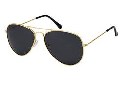 La Optica B.L.M. Sonnenbrille Herren Damen UV400 Retro Pilotenbrille Fliegerbrille 70er Jahre Groß - Gold Farben (Gläser: Grau Polarisiert) von La Optica B.L.M.