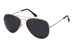 La Optica B.L.M. Sonnenbrille Herren Damen UV400 Retro Pilotenbrille Vintage Fliegerbrille 70er Jahre Groß - Gold Farben (Gläser: Grau) von La Optica B.L.M.
