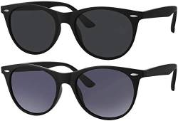 La Optica B.L.M. Sonnenbrille Herren Damen UV400 Rund Oval Retro - 2er Set Matt Schwarz, Gläser: 1 x Grau, 1 x Grau Verlauf von La Optica B.L.M.