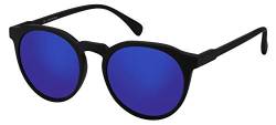 La Optica B.L.M. Sonnenbrille Herren Damen UV400 Rund Retro - Gummiert Braun (Gläser: Blau verspiegelt) von La Optica B.L.M.