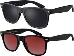 La Optica B.L.M. Sonnenbrille Herren Verlaufsglas UV 400 CAT 3 CE Damen Nerd Sport - Matt Schwarz (Gläser: Rot Gradient, Schwarz) von La Optica B.L.M.