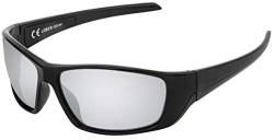 La Optica B.L.M. UV400 CAT 3 Unisex Damen Herren Sonnenbrille Sportbrille Fahrradbrille Mountainbike - Schwarz (Gläser: Silber Verspiegelt) von La Optica B.L.M.