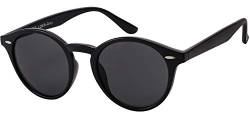 Sonnenbrille Herren Polarisiert Damen La Optica UV400 CAT 3 Retro Vintage Hippie Rund Round - Glänzend Schwarz (Polarisierte Gläser) von La Optica B.L.M.