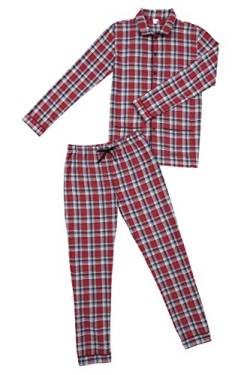 La-V Jungen Pyjama Rot-Kariert J26/Größe 128/134 von La-V