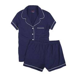 La-V Mädchen Pyjama kurz mit Taschen Nachtblau MH11/Größe 170-176 von La-V
