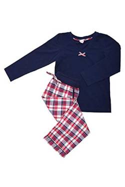 La-V Mädchen Schlafanzug Navy, Kariert-Rot/Größe 116-122 von La-V