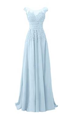 La_mia Braut Himmel Blau Damen Brautmutterkleider Lang Partykleider Chiffon Promkleider mit Spitze Applikation Neu-32 Himmel Blau von La_mia Braut