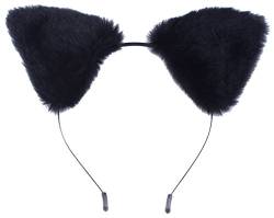 La vogue Haarreif mit Katzenohren Plüsch+Metall Haarbänder Kopfband Kostüm Zubehör 9 * 9cm (Schwarz) von La vogue