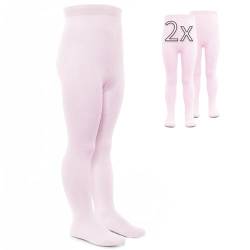 LaLoona 2er Pack Baby und Kinder Strumpfhose - Set 2x elastische Babystrumpfhosen mit breitem Bund und hohem Baumwolle Anteil - Rosa - 74-80 von LaLoona baby bedding