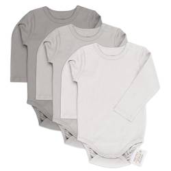 LaLoona Baby Body Langarm 3er Pack - Langarmbody Set aus Baumwolle, Bodies mit Knöpfen für Jungen und Mädchen, OEKO-TEX® Standard 100 geprüft - Natur - 86-92 von LaLoona baby bedding