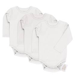 LaLoona Baby Body Langarm 3er Pack - Langarmbody Set aus Baumwolle, Bodies mit Knöpfen für Jungen und Mädchen, OEKO-TEX® Standard 100 geprüft - Weiß - 86-92 von LaLoona baby bedding