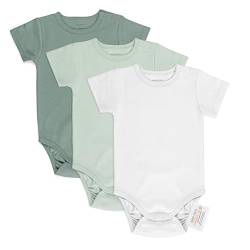 LaLoona Body Kurzarm 3er Pack - Set Baby Kurzarmbodys aus Baumwolle, OEKO-TEX® Standard 100 geprüft - Grün - 74-80 von LaLoona baby bedding