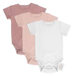 LaLoona Body Kurzarm 3er Pack - Set Baby Kurzarmbodys aus Baumwolle, OEKO-TEX® Standard 100 geprüft - Rose - 74-80 von LaLoona baby bedding