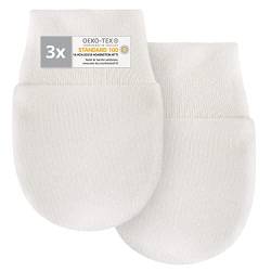 LaLoona Kratzfäustlinge/Kratzhandschuhe Set mit elastischem Bund - 3 Paar Baby Handschuhe gegen Kratzen, 100% Baumwolle, OEKO-TEX® Standard 100 geprüft - Weiß von LaLoona baby bedding