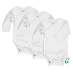 LaLoona Wickelbody Langarm 3er Pack - Baby Body Set aus Baumwolle, Langarmbody mit Knöpfen, ÖkoTex Standard 100 geprüft - 50-56 - Weiß von LaLoona baby bedding