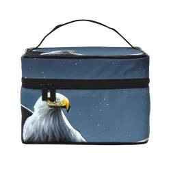 Eagle Under The Stars Reise-Kosmetiktasche, Reise-Kulturbeutel, Kosmetiktasche für Damen und Herren, geeignet für kosmetische Toilettenartikel, Schwarz , Einheitsgröße von LaMaMe