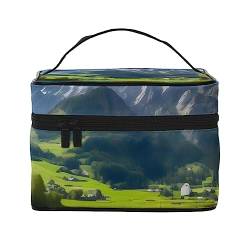 Highland Lake Scenery Reise-Kosmetiktasche, Reise-Kulturbeutel, Kosmetiktasche für Damen und Herren, geeignet für kosmetische Toilettenartikel, Schwarz , Einheitsgröße von LaMaMe