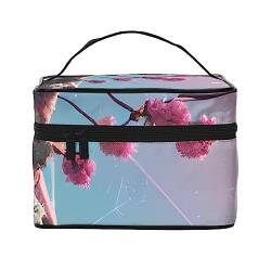 Kleine rosa Blumen Reise Kosmetiktasche Reise Kulturtasche Kosmetiktasche für Damen und Herren geeignet für kosmetische Toilettenartikel, Schwarz , Einheitsgröße von LaMaMe