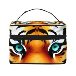 Little Fat Tiger Head Reise-Kosmetiktasche, Reise-Kulturbeutel, Kosmetiktasche für Damen und Herren, geeignet für Kosmetik-Toilettenartikel, Schwarz , Einheitsgröße von LaMaMe