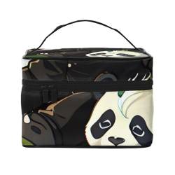 Pandas of Father and Son Reise-Kosmetiktasche, Reise-Kulturbeutel, Kosmetiktasche für Damen und Herren, geeignet für kosmetische Toilettenartikel, Schwarz , Einheitsgröße von LaMaMe