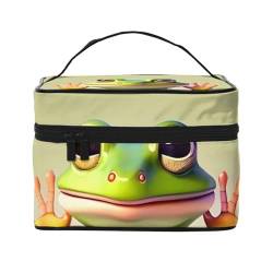 The Funny Frog Doing Yoga Reise-Kosmetiktasche, Reise-Kulturbeutel, Kosmetiktasche für Damen und Herren, geeignet für kosmetische Toilettenartikel, Schwarz , Einheitsgröße von LaMaMe