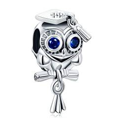 LaMenars Abschluss der Weisen Eule Charm for 925 Sterling Silver Für Frauen Armbänder Halsketten Dangle Anhänger für Weihnachten Valentinstag für Mädchen von LaMenars