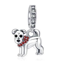 LaMenars Dog Dangle Charms für 925 Sterling Silber für Frauen Armbänder & Halsketten Dangle Anhänger für Weihnachten Muttertag Valentinstag Geschenke für Mädchen von LaMenars