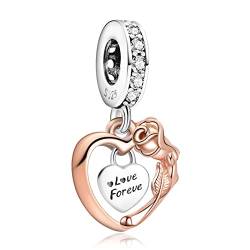 LaMenars Valentines Lucky Love Charm für Armbänder 925 Silber Anhänger Perlen für Halsketten Baumeln zum Muttertag Geburtstag von LaMenars