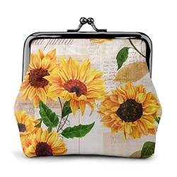 Geldbörse für Kleingeld, Vintage-Stil, Grunge-Stil, gelbe Sonnenblume, Blumenmuster, Kleingeldtasche mit Kiss-Lock-Verschluss, Schnallen-Geldbörse für Mädchen von LaVami