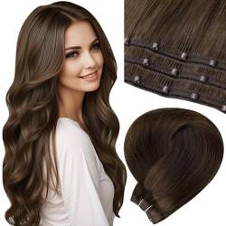 LaaVoo Braun Extensions Micro Bead Echthaar Natürlich Esay Fit Micro Tressen Haarverlängerung Echthaar Braun #4 12Zoll Width Unsichtbar EZE Micro Weft Extensions Glatt Ein Stück 50g 50cm von LaaVoo