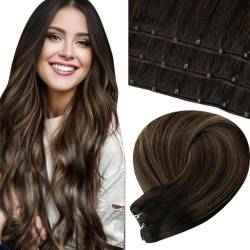 LaaVoo EZ Weft Extensions Menschliches Haar Braun Ombre Microbeads Echthaar Extensions Glatt Micro Tressen Extensions Dunkelstes Braun Balayage Hellbraun #2/8/2 12Zoll Width 55cm 50g von LaaVoo