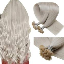 LaaVoo Extensions Echthaar Bonding 1g Platinblond Echthaar Extensions Keratin Bondings Pre Bonded Haarverlangerung Echthaar Bondings Blond Glatt 55cm 50G 50S #60 von LaaVoo