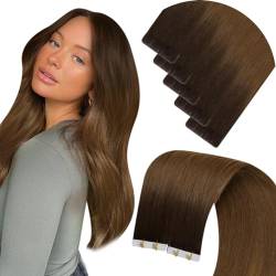 LaaVoo Extensions Echthaar Tapes Braun Ombre Echthaar Extensions Tape Virgin Dunkelbraun Balayage Hellbraun #3/8 Haar Extensions Echthaar Tape Ombre 5pcs 10g 35cm von LaaVoo