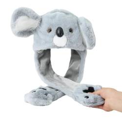 Laahoem Bewegliches Ohr Koala Hut Damen niedlich lustig Plüsch Hut Mütze Tier Cosplay Geburtstag Party Geschenk Gray von Laahoem