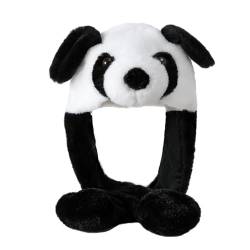 Laahoem Bewegliches Ohr Panda Hut Damen niedlich lustig Plüsch Hut Mütze Tier Cosplay Geburtstag Party Geschenk Black von Laahoem