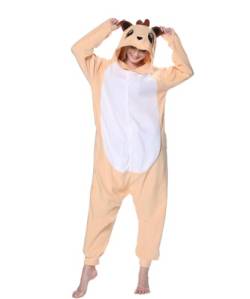 Laahoem Tier Meerkat Pyjama Unisex Erwachsene Kapuze Männer Frauen Overall Kostüm Cosplay Nachtwäsche Yellow M von Laahoem