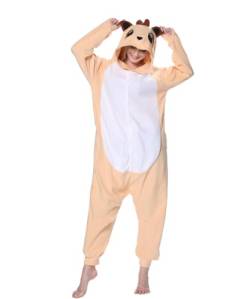 Laahoem Tier Meerkat Pyjama Unisex Erwachsene Kapuze Männer Frauen Overall Kostüm Cosplay Nachtwäsche Yellow XL von Laahoem
