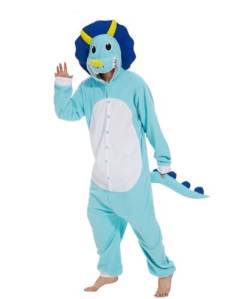 Laahoem Tier Triceratops Pyjamas Unisex Erwachsene Kapuze Männer Frauen Overall Kostüm Cosplay Nachtwäsche Blau S von Laahoem